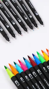 Detail view of dual-tip markers showing fine and brush tips for artistic blending