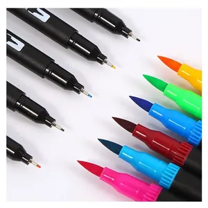 Dual-tip watercolor markers featuring fine and soft brush tips for creative drawing