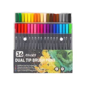 36 colors dual tip brush pen set for watercolor painting and art design