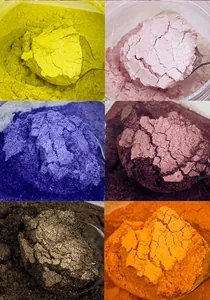 Detailed close-up of vibrant shimmering mica powder pigments in various colors for DIY resin