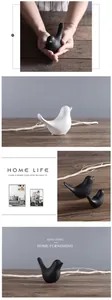 Figuritas de pájaros de cerámica minimalistas modernas en blanco y negro para decoración