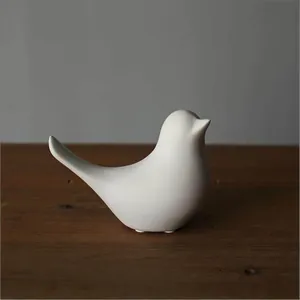 Figura de pájaro de cerámica blanca minimalista decoración de hogar estilo nórdico
