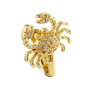 Sparkling gold plated crab nose cuff with cubic zirconia for non-pierced noses.