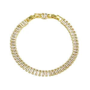 Elegant gold-tone jewelry with clear baguette-cut cubic zirconia for women's gift
