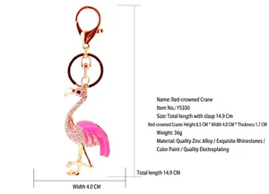 Dimensions détaillées et matériaux du porte-clés flamant rose