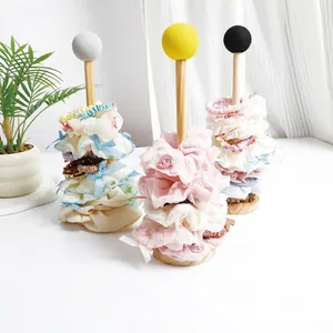 Solid Wood Hair Scrunchie Storage Rack Vertical Jewelry Display Stand For Hair Ties And Bracelets Organizer Holder