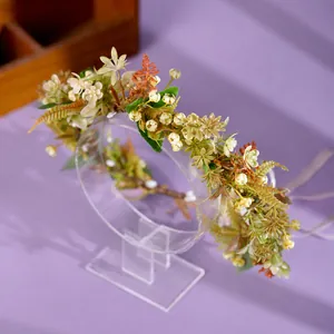 Forest style floral headband with artificial flowers for wedding and bridal hair