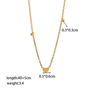 Minimalist gold heart pendant necklace in durable titanium steel jewelry for women