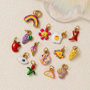Collezione di ciondoli smaltati in acciaio inossidabile placcati oro 18K per gioielli DIY
