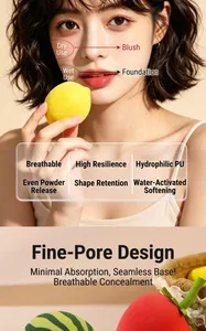 Detailed view of the dense pore structure on a lemon-shaped beauty sponge for makeup