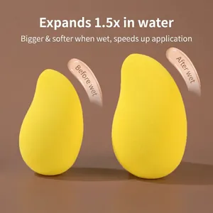 Mango shaped beauty blender sponge for wet and dry makeup application