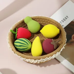 Fruit-shaped makeup blender sponge set including strawberry mango watermelon for cosmetics