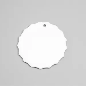 Round white ceramic Christmas ornament blank with wavy edges for sublimation DIY