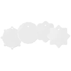 Set of 4 white ceramic sublimation Christmas ornaments in assorted shapes for DIY crafts