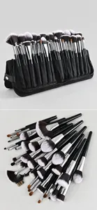 Professionele 40-delige make-up borstelset met zwarte reistas in gedetailleerde studio-opname