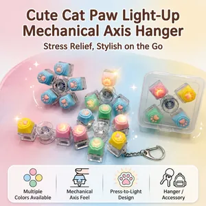 Detailed view of glowing cat paw mechanical switch fidget spinner toy in macaron colors