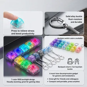 Portachiavi fidget a 4 tasti meccanici con luci LED RGB colorate per alleviare lo stress