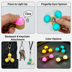 Multi-functional glowing bun fidget spinner keychain with LED lights and mechanical click sound