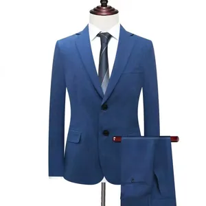 Blauer Slim-Fit-Leinenanzug für Herren, Business-Zweiteiler mit Sakko und passender Hose