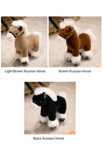 Collection of Russian warhorse plush toys in latte, mocha, and black colors