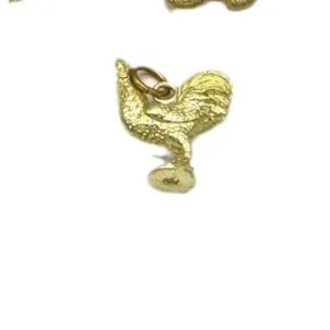 Detaillierter goldener Hahn-Messinganhänger für 3D-Zodiac-Schlüsselanhänger-Zubehör