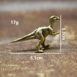 Detailed brass raptor dinosaur figurine miniature with dimensions 5.1cm and 17g weight