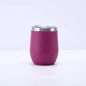 Detailed macro shot of the purple 12oz stainless steel vacuum insulated wine tumbler