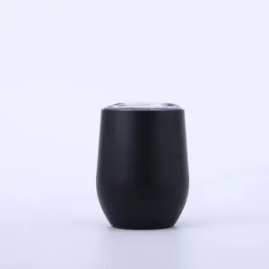 Matte black 12oz stainless steel egg-shaped insulated wine tumbler