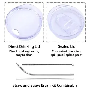 12oz egg tumbler accessories: direct drink lid, sealed lid, straw, and brush set