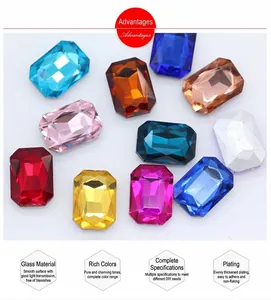 Selection of colorful octagonal faceted glass crystal rhinestones for DIY craft projects