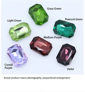 Macro detail of octagonal faceted crystal glass gems in multiple vibrant colors