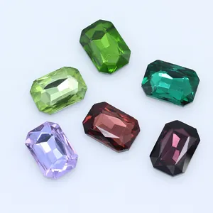 Octagon faceted crystal glass rhinestones in various colors for DIY jewelry and clothing