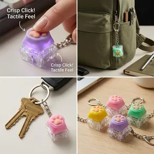 Vue détaillée du porte-clés anti-stress avec interrupteur mécanique chat.
