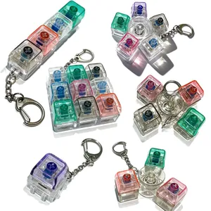 Leuchtendes mechanisches Schalter-Fidget-Schlüsselanhänger-Set in transparenten Farben
