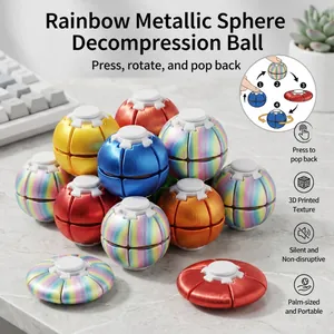 3D-gedruckter Regenbogen-Planeten-Fidget-Spinner mit metallisch gebürsteter Textur