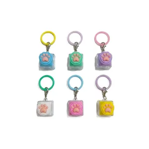 Set di 6 portachiavi antistress zampa di gatto tester tastiera meccanica in silicone colorato