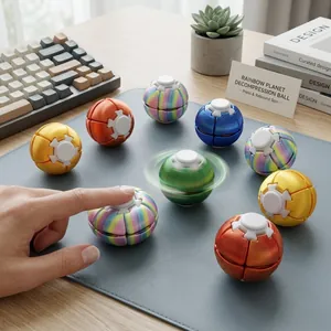 Bunter 3D-gedruckter Regenbogen-Planeten-Spinnerball zum Stressabbau am Schreibtisch