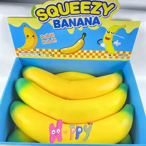 Hoogwaardige langzaam terugkerende TPR banaan knijpspeelgoed set in display doos