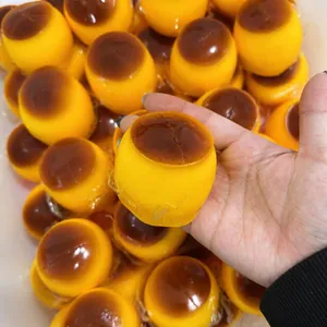 Detailed macro view of a soft caramel pudding squishy toy for stress relief and fun