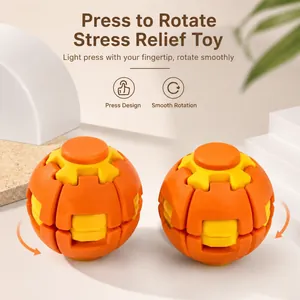Orange 3D printed spherical fidget spinner toy ball, suitable for children over 3 years old