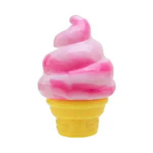 Simpatico squishy a forma di cono gelato rosa e giallo in morbido materiale PU a rilascio lento