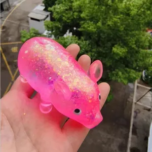 Adorable pink glitter maltose pig squishy toy for slow rebound sensory stress relief