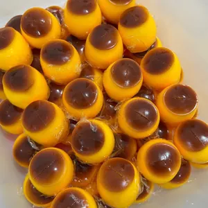 Realistic caramel pudding squishy toys for stress relief, bulk variant pack set.