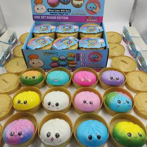 Bunte, langsam zurückfedernde gedämpfte Brötchen-Squishy-Fidget-Spielzeuge im Mini-Dämpfer-Set