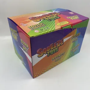 Colorful display box containing a 6-pack of slow-rebound squeeze toys for stress relief