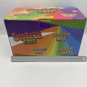 Measurement detail of colorful squeeze toy box showing 30cm width scale for size