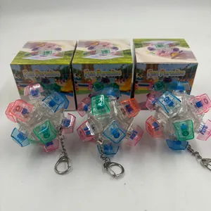 Jouet Fidget Sphérique Lumineux à Boutons Mécaniques Porte-clés Squishy Anti-stress Jouet de Doigt pour Enfants et Adultes