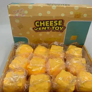 Boîte de 12 jouets anti-stress en forme de fromage à presser avec rebond lent