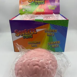 Realistic pink brain shaped squishy stress ball toy for anxiety and stress relief