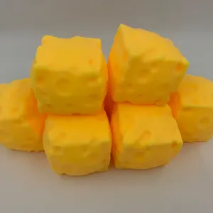 Jouet squishy en forme de fromage suisse carré pour soulager le stress et le plaisir sensoriel